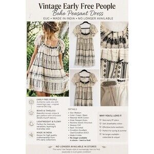 EUC Free People Early Boho Peasant Dress Pockets India Beach Vibe Festival M